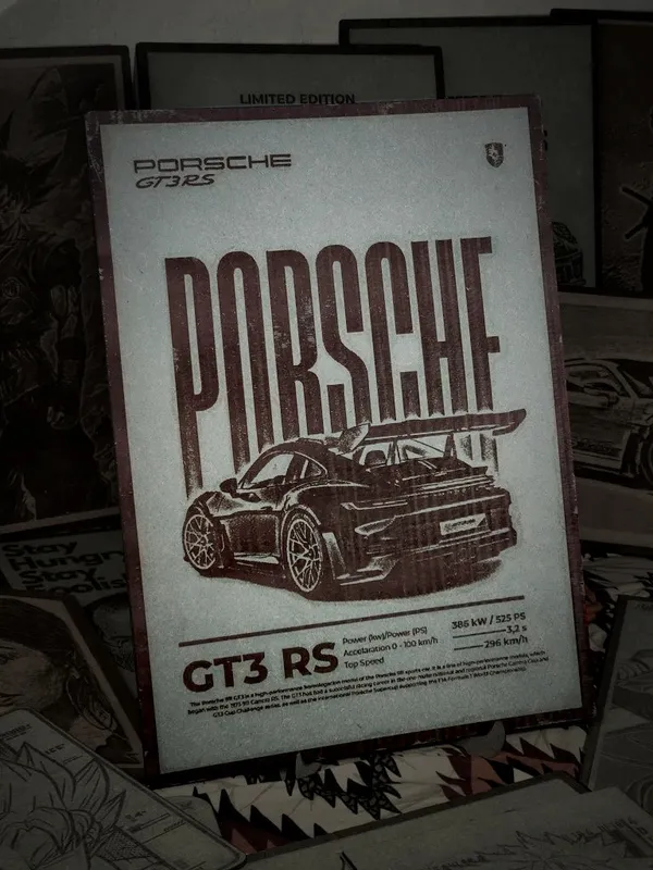 Porsche_Gt3Rs_Green_Wood_Engraved_Wall_Frame_|_Car_Theme_|_For_Wall_Decoration