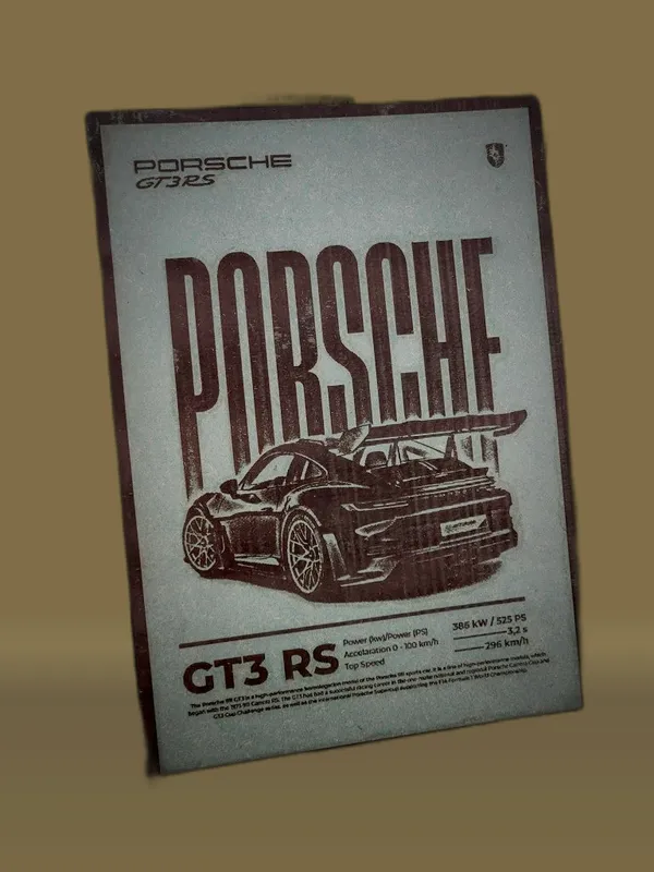 Porsche_Gt3Rs_Green_Wood_Engraved_Wall_Frame_|_Car_Theme_|_For_Wall_Decoration