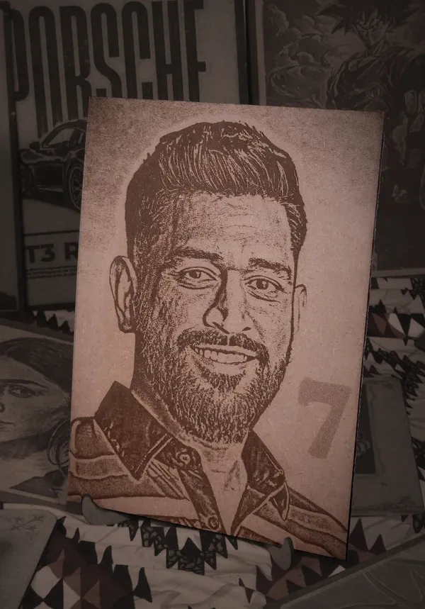 Ms_Dhoni_Beige_Wood_Engraved_Wall_Frame_|_For_Wall_Decoration