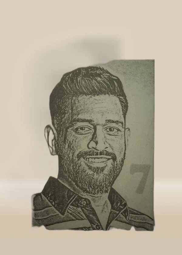 Ms_Dhoni_Green_Wood_Engraved_Wall_Frame_|_For_Wall_Decoration