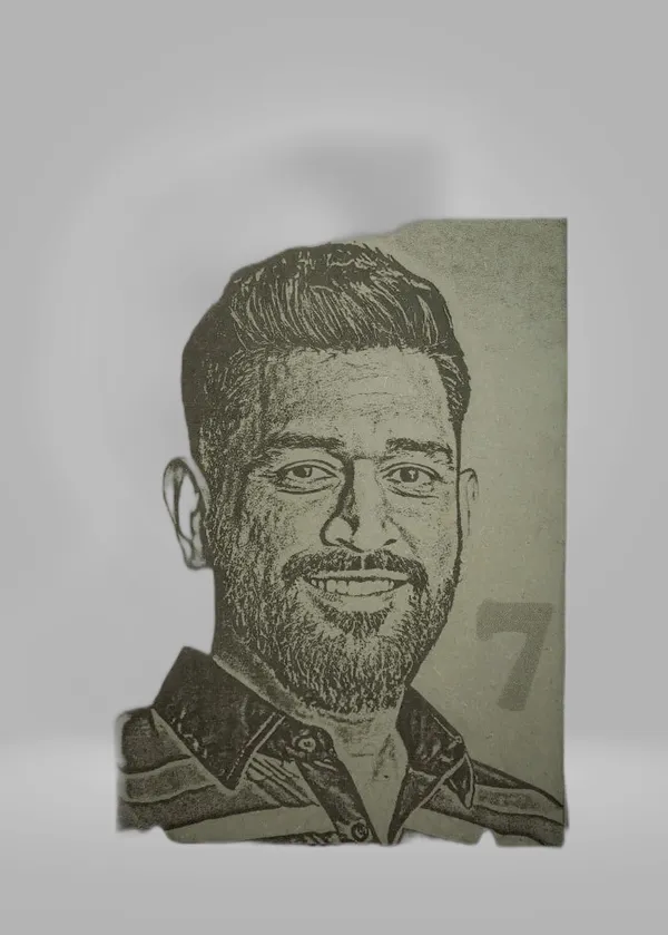 Ms_Dhoni_Green_Wood_Engraved_Wall_Frame_|_For_Wall_Decoration