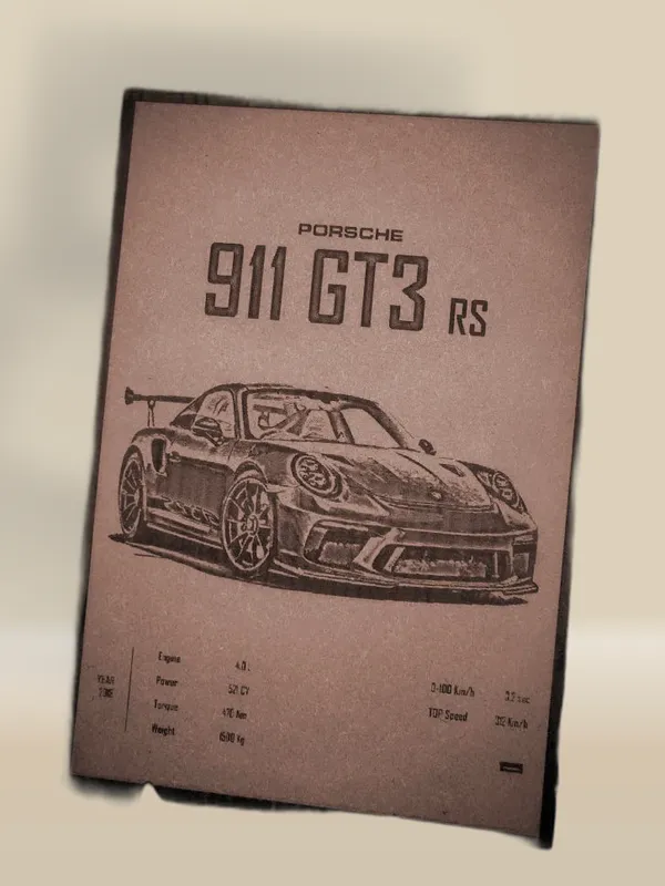 Porsche_Beige_Wood_Engraved_Wall_Frame_|_Car_Theme_|_For_Wall_Decoration