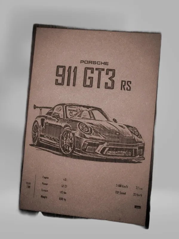 Porsche_Beige_Wood_Engraved_Wall_Frame_|_Car_Theme_|_For_Wall_Decoration