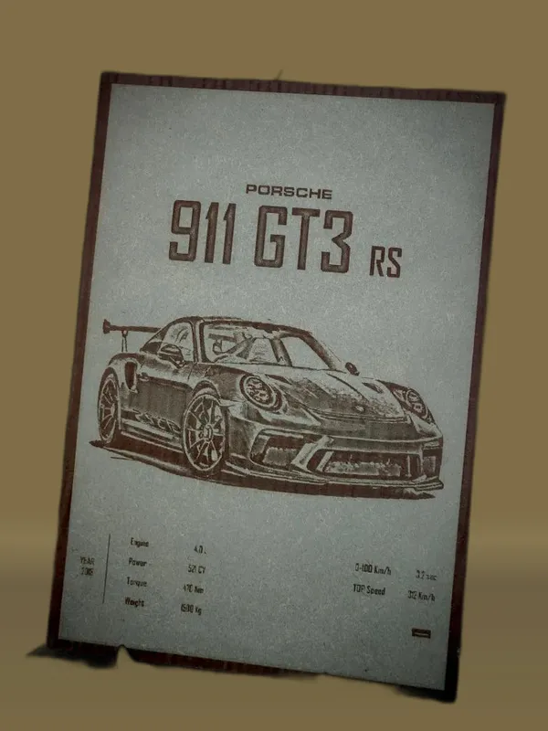 Porsche_Green_Wood_Engraved_Wall_Frame_|_Car_Theme_|_For_Wall_Decoration