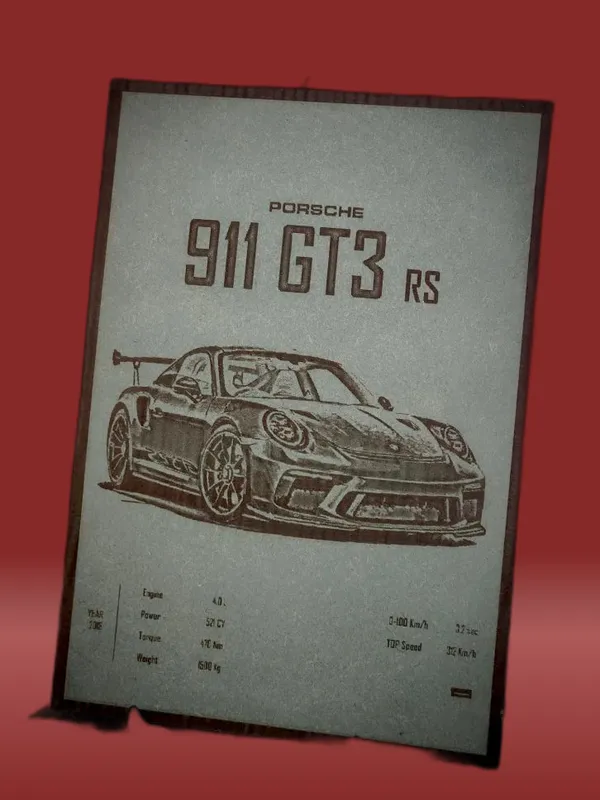 Porsche_Green_Wood_Engraved_Wall_Frame_|_Car_Theme_|_For_Wall_Decoration