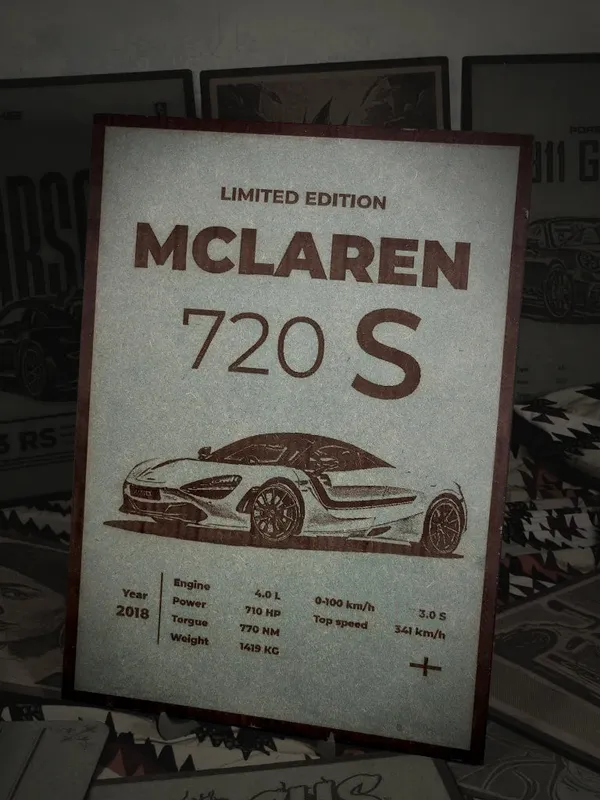 Sports_Cars_Green_Wood_Engraved_Wall_Frame_|_Car_Theme_|_For_Wall_Decoration