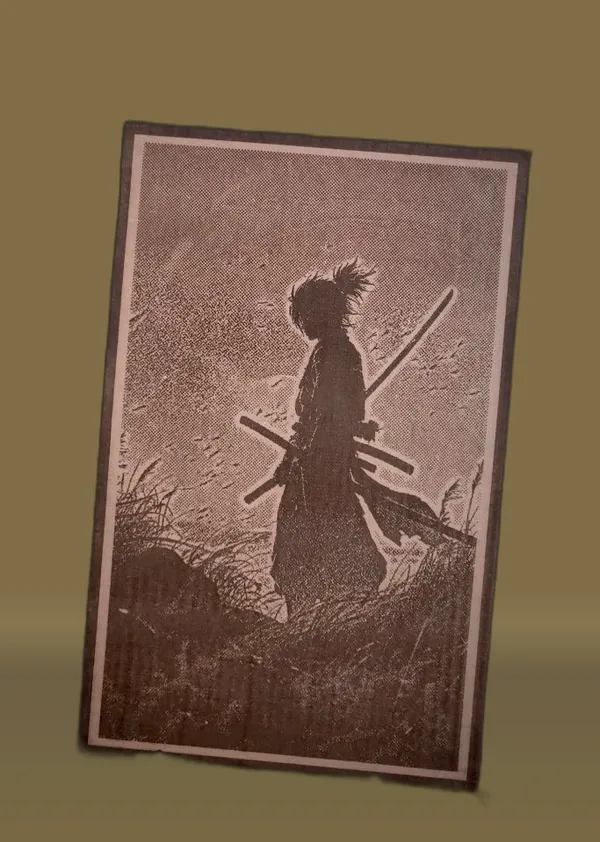 Ninja/Samurai_Beige_Wood_Engraved_Wall_Frame_|_Anime_Theme_|_For_Wall_Decoration