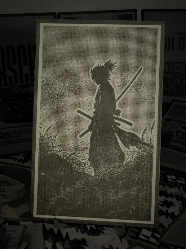 Ninja/Samurai_Green_Wood_Engraved_Wall_Frame_|_Anime_Theme_|_For_Wall_Decoration