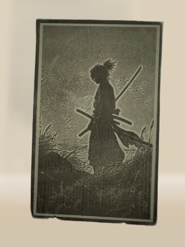 Ninja/Samurai_Green_Wood_Engraved_Wall_Frame_|_Anime_Theme_|_For_Wall_Decoration
