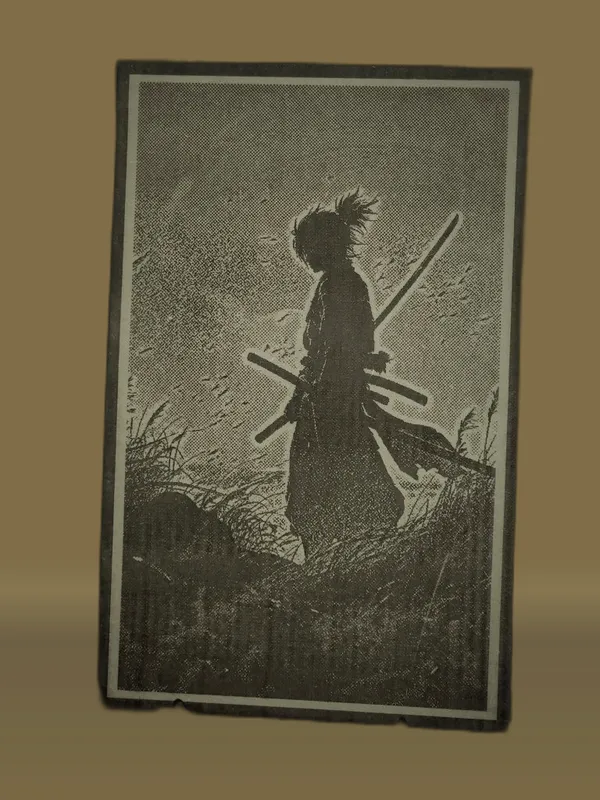 Ninja/Samurai_Green_Wood_Engraved_Wall_Frame_|_Anime_Theme_|_For_Wall_Decoration