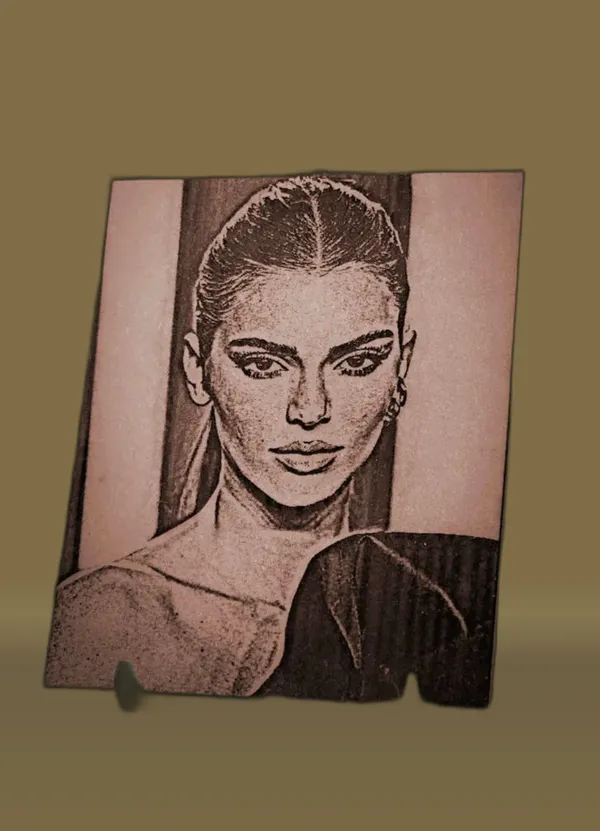 Kendall_Jenner_Beige_Wood_Engraved_Wall_Frame_|_For_Wall_Decoration