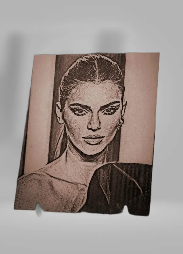 Kendall_Jenner_Beige_Wood_Engraved_Wall_Frame_|_For_Wall_Decoration