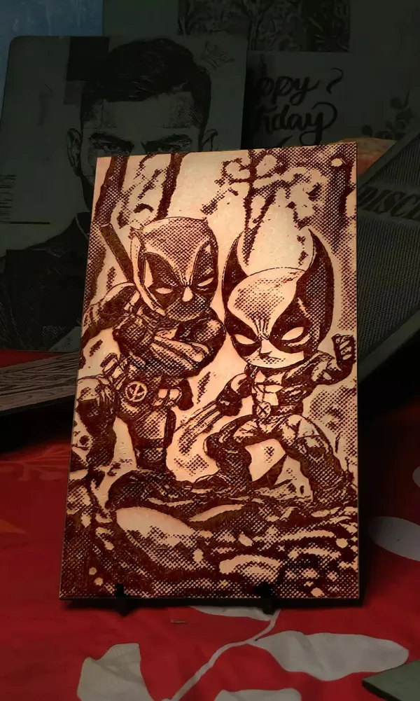 Deadpool_&_Wolverine_Green_Wood_Engraved_Wall_Frame_|_For_Wall_Decoration