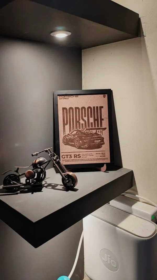 Porsche_Gt3Rs_Beige_Wood_Engraved_Wall_Frame_|_Car_Theme_|_For_Wall_Decoration