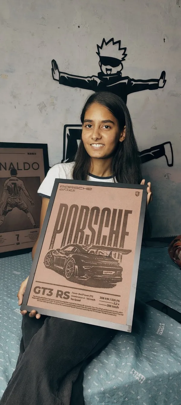 Porsche_Gt3Rs_Beige_Wood_Engraved_Wall_Frame_|_Car_Theme_|_For_Wall_Decoration