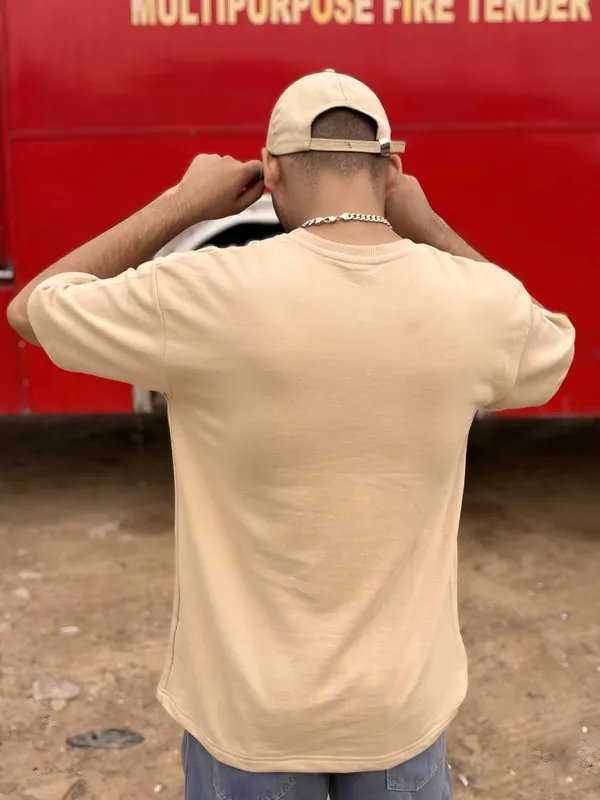 Light_Brown_Cotton_Blend_Regular_T-Shirt_For_Men