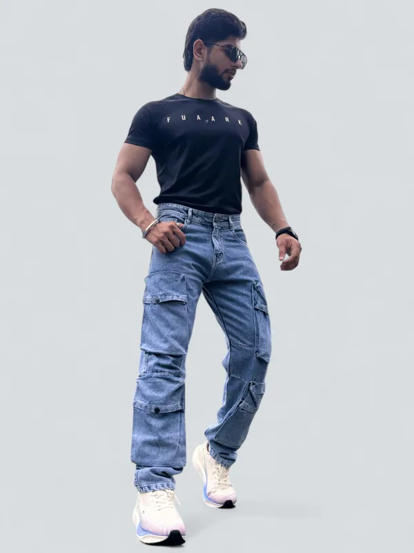 Omega_Blue_Cargo_Jeans_For_Men