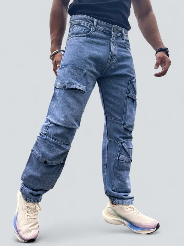 Omega_Blue_Cargo_Jeans_For_Men