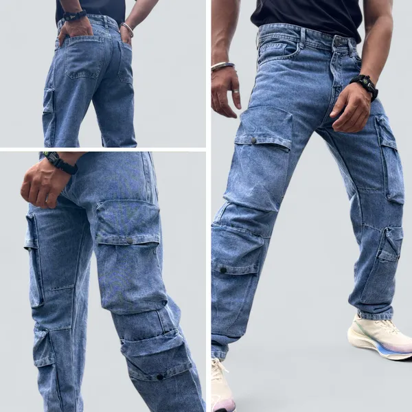 Omega_Blue_Cargo_Jeans_For_Men