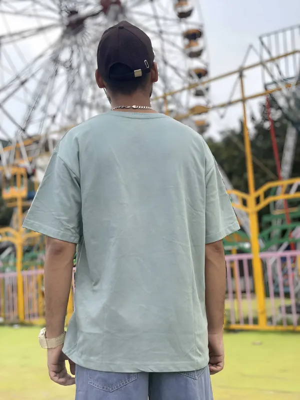 Light_Green_Cotton_Blend_Regular_T-Shirt_For_Men