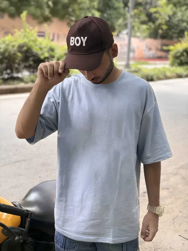 Sky_Blue_Cotton_Blend_Regular_T-Shirt_For_Men