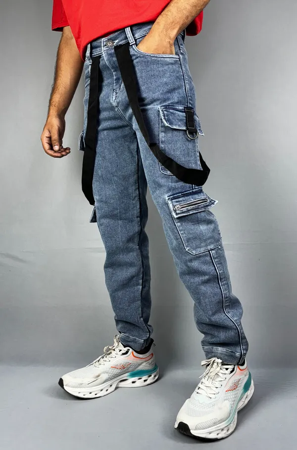 Styzon Light Blue Cargo Denim LOOSE FIT Stretchable Casual Jeans For Men Price in India Buy Styzon Light Blue Cargo Denim LOOSE FIT Stretchable