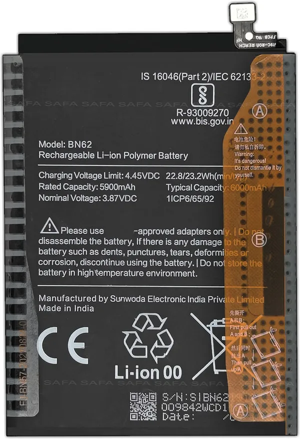 Safa_Mobile_Battery_For_Redmi_9_Power_/_POCO_M3_-_6000MAh