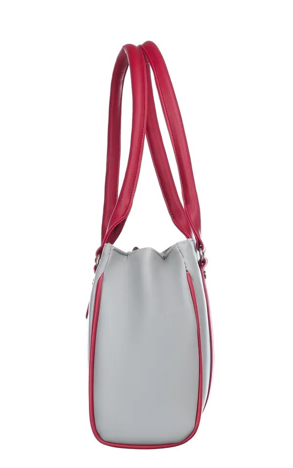Grey_&_Maroon_Artificial_Leather_Shoulder_Bag_For_Women