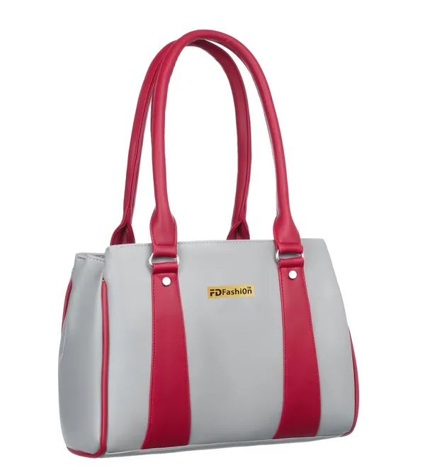 Grey_&_Maroon_Artificial_Leather_Shoulder_Bag_For_Women