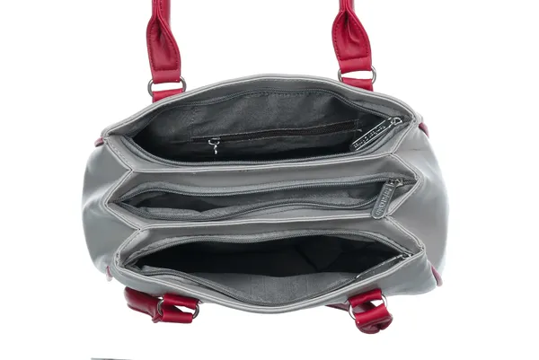 Grey_&_Maroon_Artificial_Leather_Shoulder_Bag_For_Women