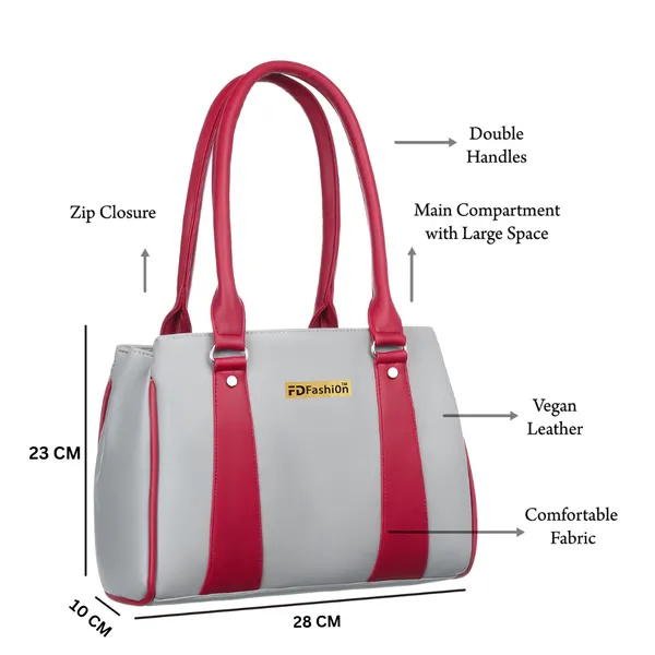 Grey_&_Maroon_Artificial_Leather_Shoulder_Bag_For_Women