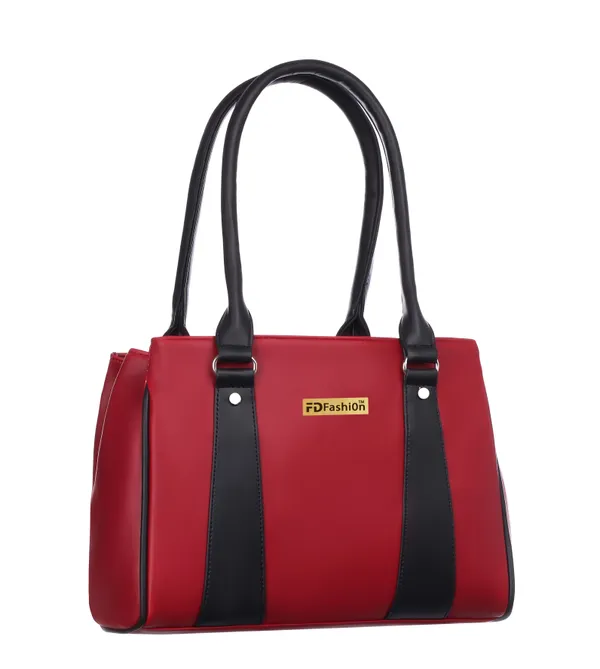 Maroon_&_Black_Artificial_Leather_Shoulder_Bag_For_Women