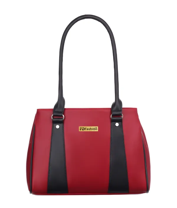 Maroon_&_Black_Artificial_Leather_Shoulder_Bag_For_Women