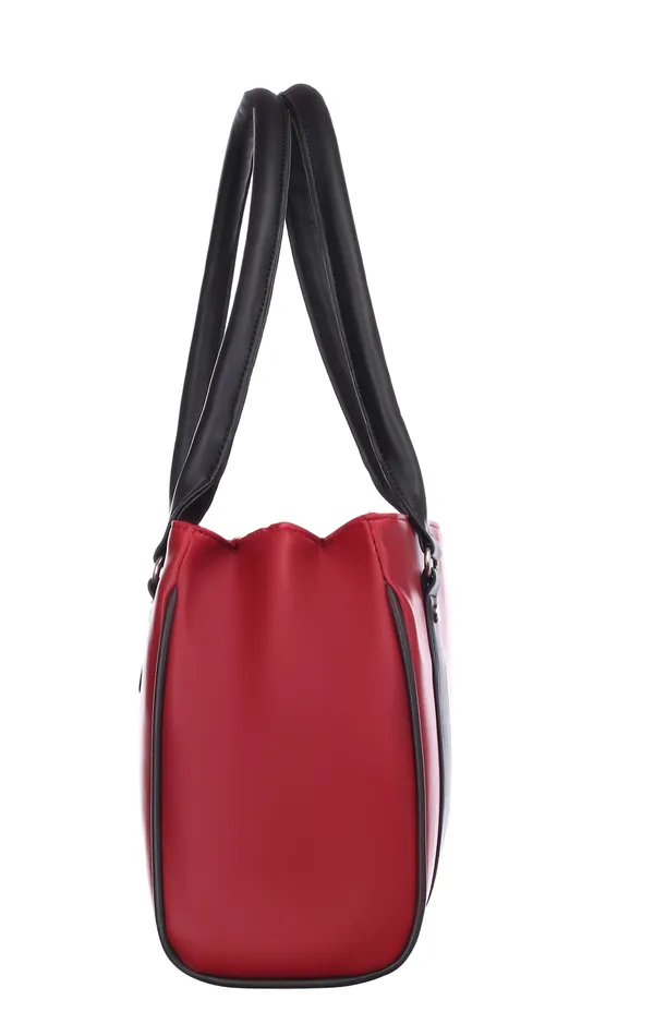 Maroon_&_Black_Artificial_Leather_Shoulder_Bag_For_Women