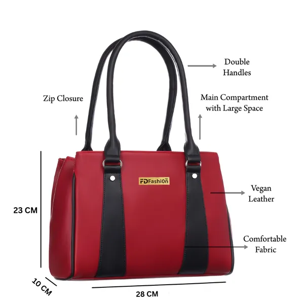 Maroon_&_Black_Artificial_Leather_Shoulder_Bag_For_Women