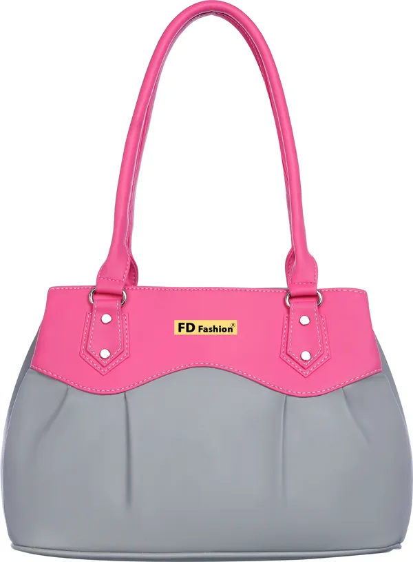 Grey_&_Pink_Pu_Shoulder_Bag_For_Women