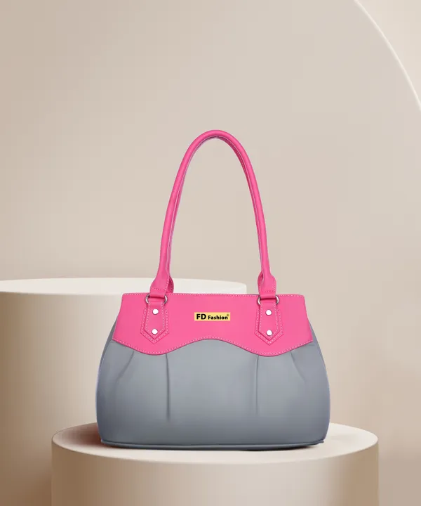 Grey_&_Pink_Pu_Shoulder_Bag_For_Women
