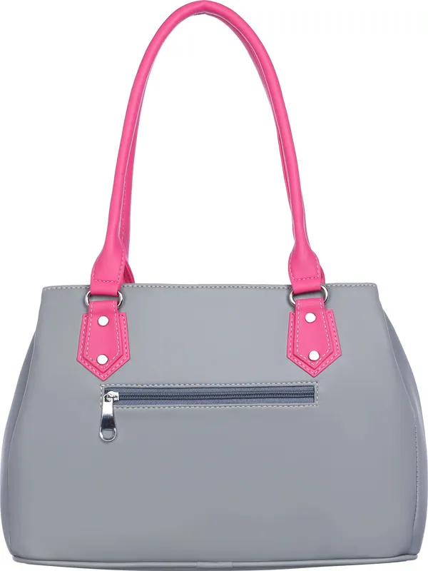 Grey_&_Pink_Pu_Shoulder_Bag_For_Women