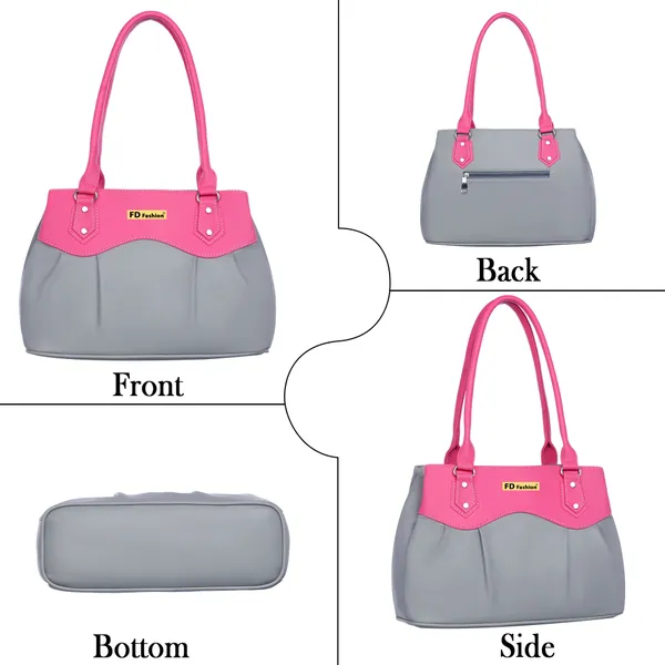 Grey_&_Pink_Pu_Shoulder_Bag_For_Women
