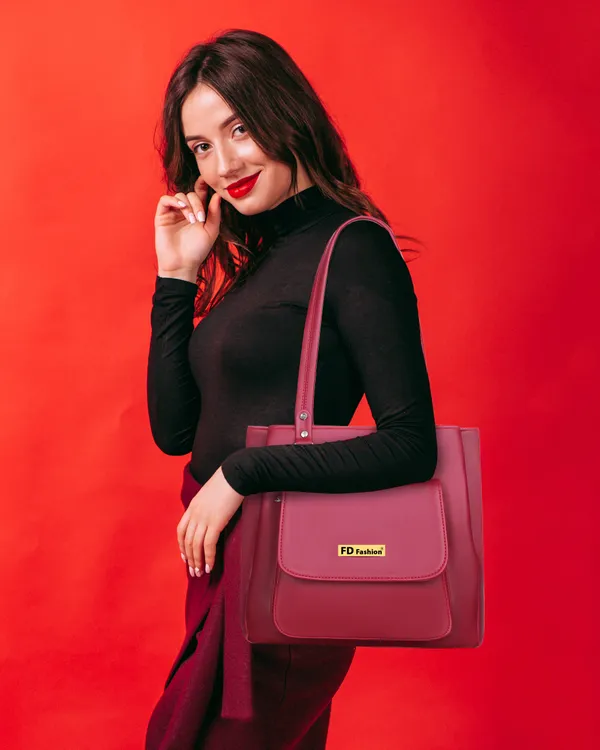 Maroon_Pu_&_Artificial_Leather_Shoulder_Bag_For_Women