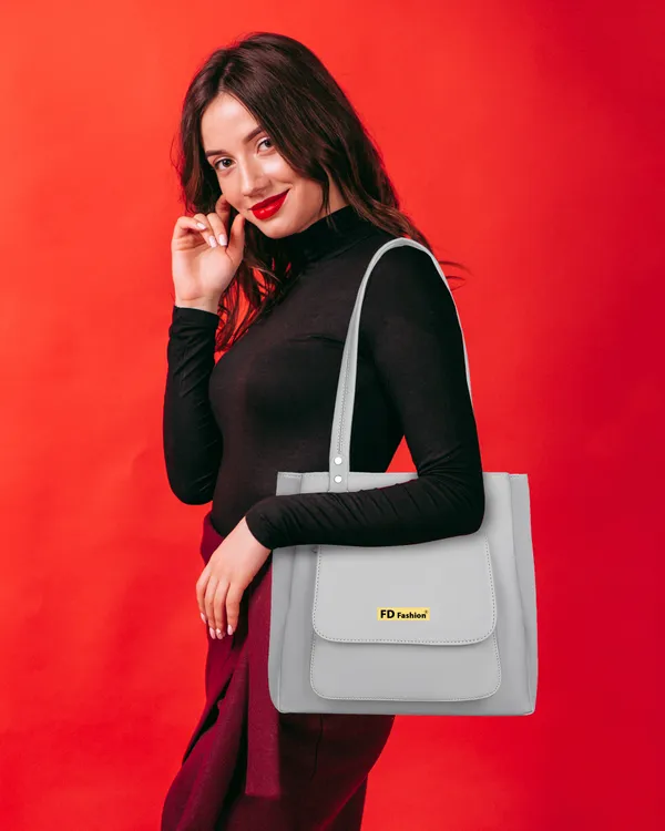Grey_Pu_&_Artificial_Leather_Shoulder_Bag__For_Women
