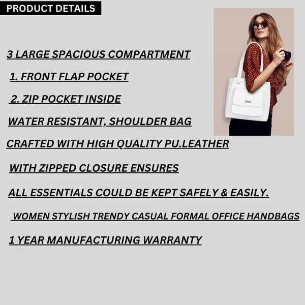 White_Pu_&_Artificial_Leather_Shoulder_Bag_For_Women