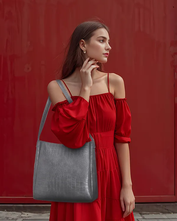 Grey_Artificial_Leather_Shoulder_Bag__For_Women