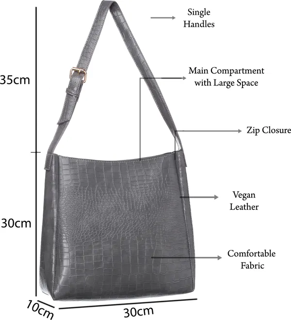 Grey_Artificial_Leather_Shoulder_Bag__For_Women