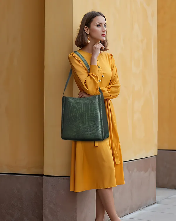 Green_Artificial_Leather_Shoulder_Bag_For_Women