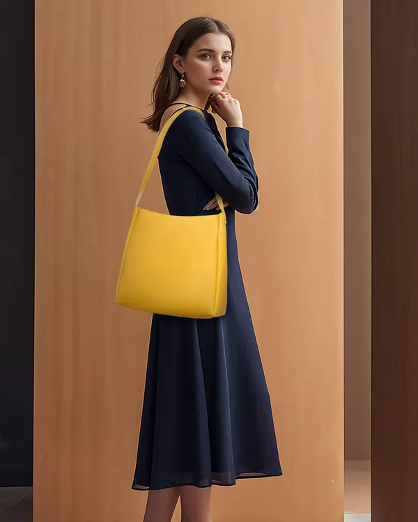 Yellow_Artificial_Leather_Shoulder_Bag_For_Women