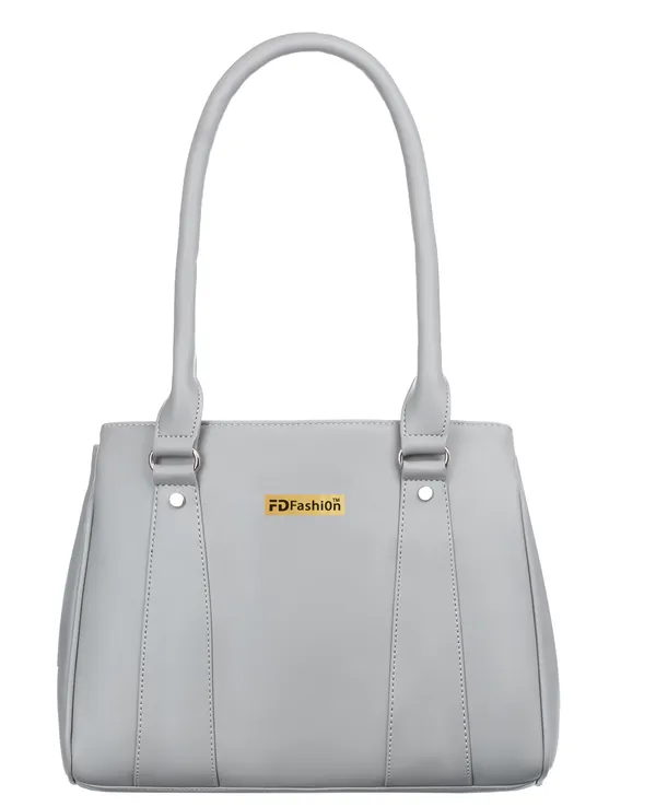 Grey_Artificial_Leather_Shoulder_Bag_For_Women