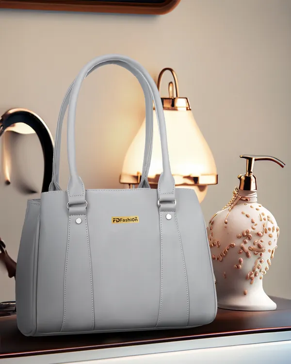 Grey_Artificial_Leather_Shoulder_Bag_For_Women