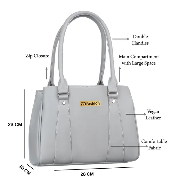 Grey_Artificial_Leather_Shoulder_Bag_For_Women