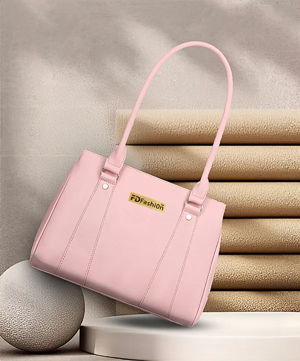 Pink_Artificial_Leather_Shoulder_Bag_For_Women